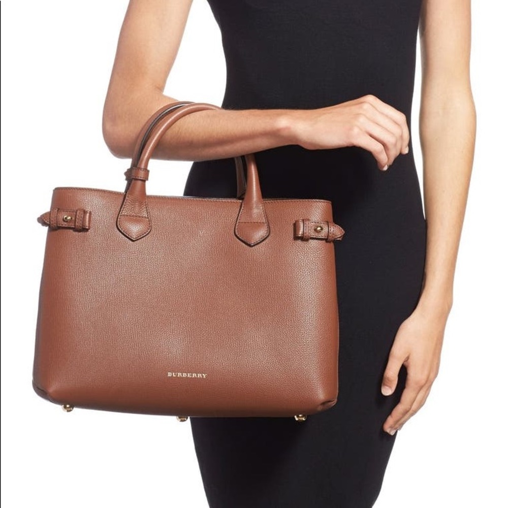 Medium Banner House Check Leather Tote